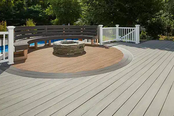 TimberTech Vintage Collection in Coastline, Mahogany, Dark Hickory firepit